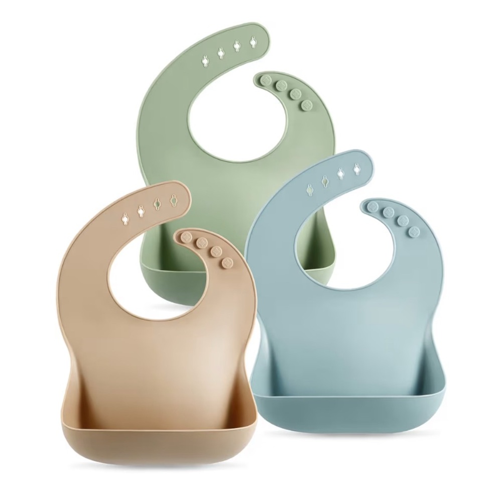 PandaEar Set of 3 Silicone Baby Bibs
